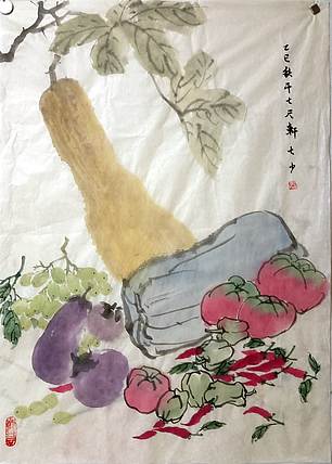 青年书画家 七汐 蔬果图