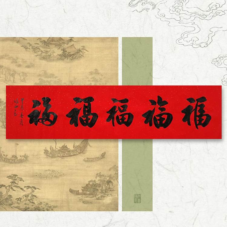 飞翔 福字五福手写书法名人字画名家真迹行书原稿收藏定制横幅挂画