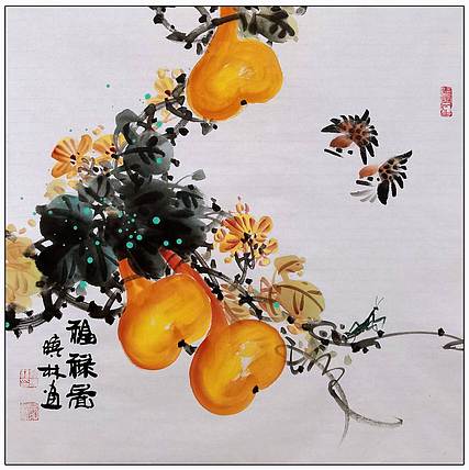 高晓林 （5290）国家一级美术师，江苏省美协会员《福禄图》
