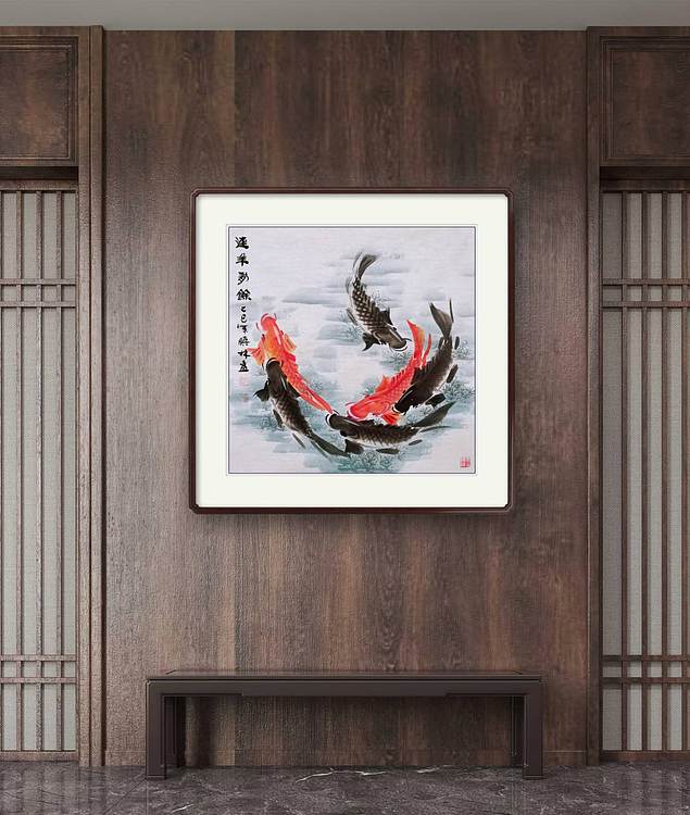 高晓林 (5302)国家一级美术师江苏省美协会员四尺斗方《五福图》