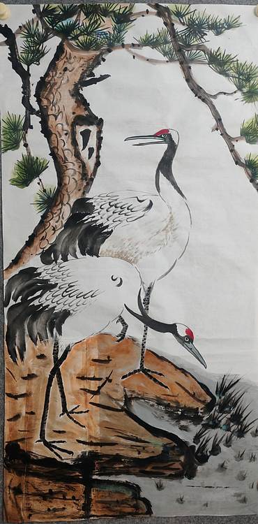 青年书画家 泰然自若 松鹤延年