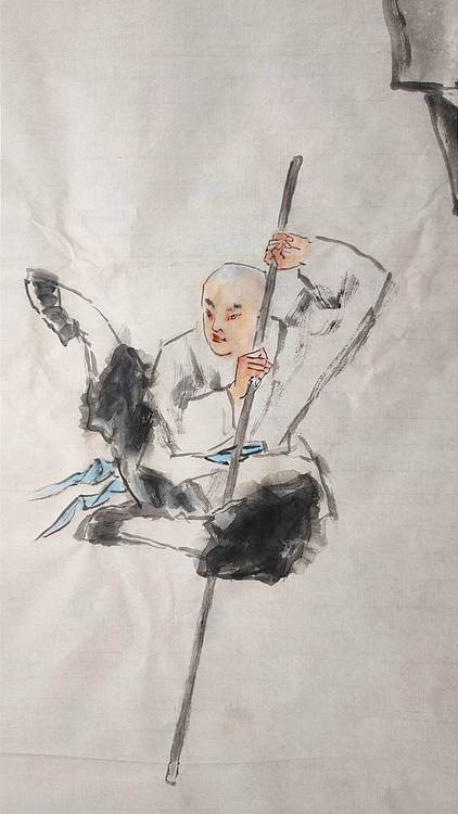 南山 中国美协会员周群(南山周君)中国功夫系列《少林棍法》