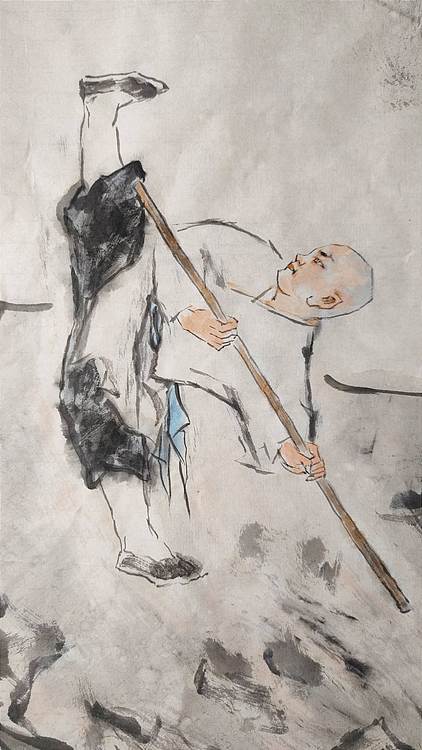 南山 中国美协会员周群(南山周君)功夫系列《少林三十六棍》