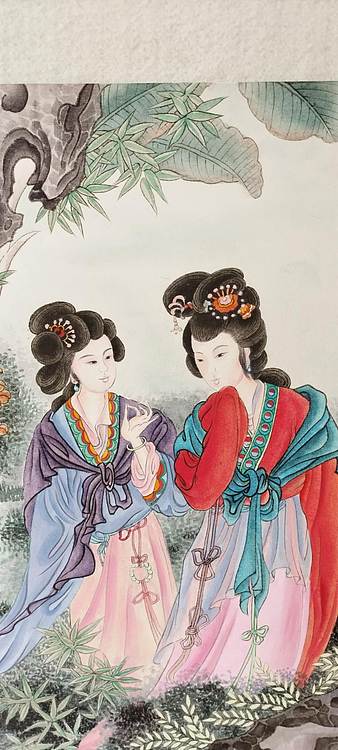 砚沐 蕉庭漫步美人图湖北美术学院艺术硕士李林作品