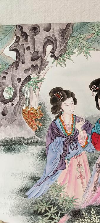 砚沐 蕉庭漫步美人图湖北美术学院艺术硕士李林作品