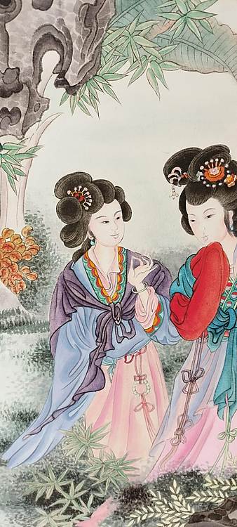 砚沐 蕉庭漫步美人图湖北美术学院艺术硕士李林作品