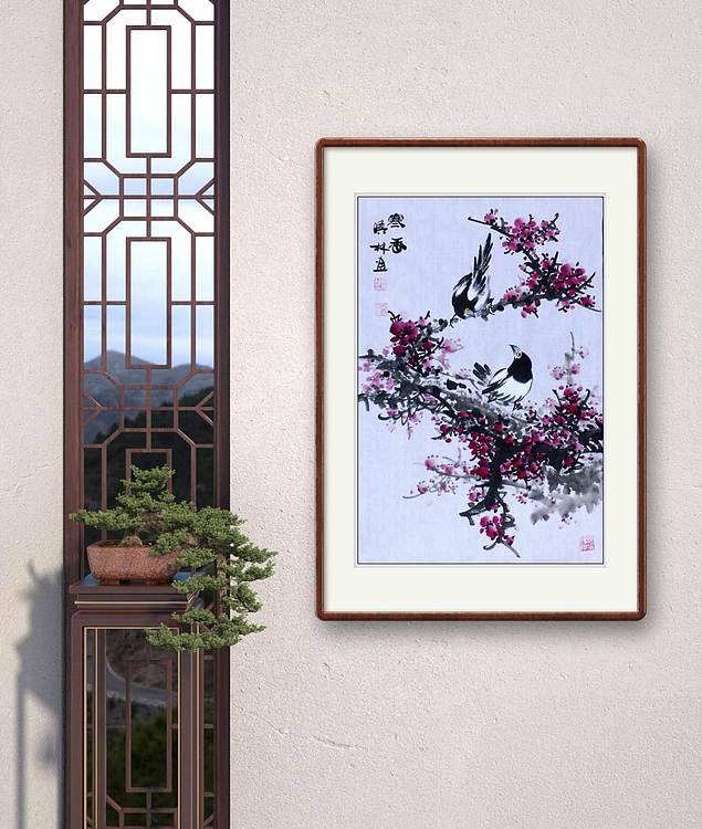 高晓林 (5340)国家一级美术师江苏省美协会员,4尺3开《寒香》图