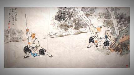 南山 中国美协会员周群（南山周君）中国功夫系列《少林阴手棍》