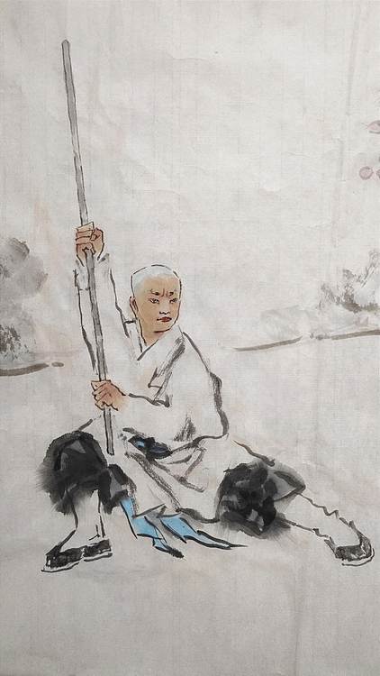 南山 中国美协会员周群（南山周君）中国功夫系列《少林阴手棍》