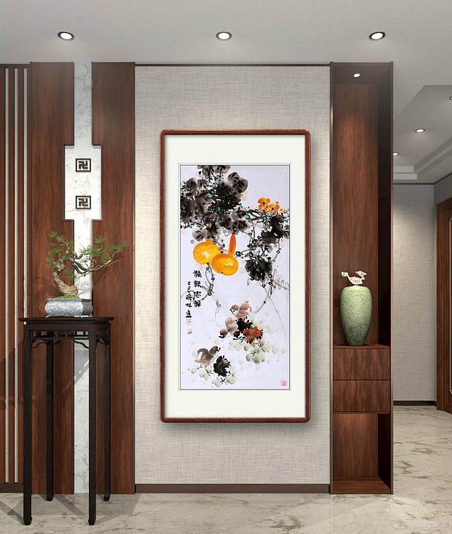 高晓林 (5344)国家一级美术师,江苏省美协会员,玄关画《福禄吉祥