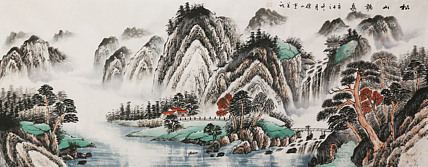 中国实力派画家 李仙山 小六尺 山水国画 松山听泉