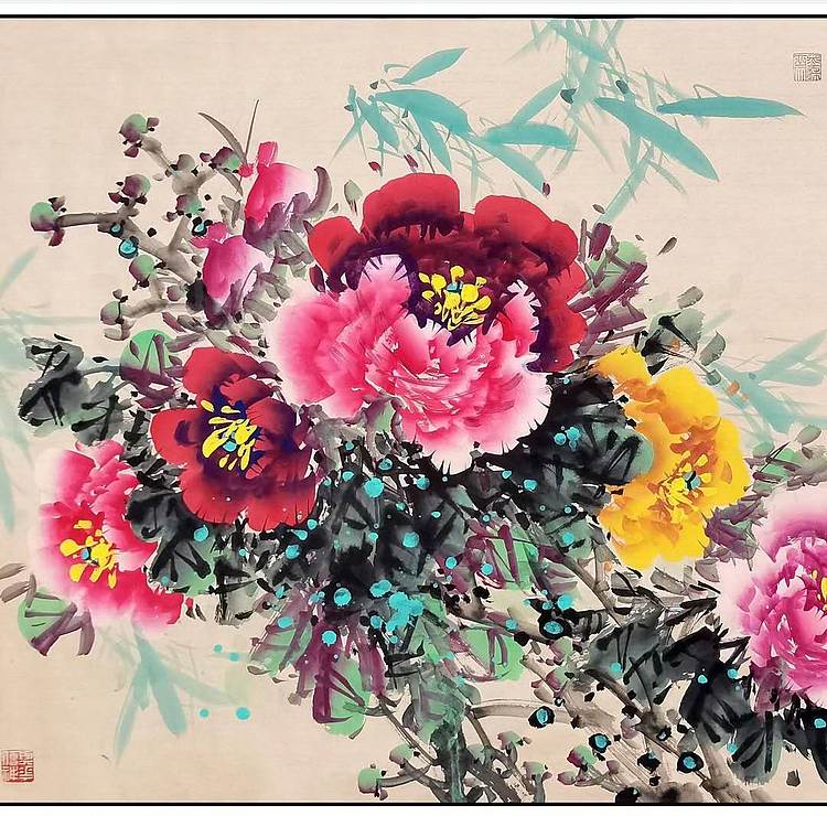 高晓林 （4491）国家一级美术师，江苏省美协会员，四尺仿古牡丹