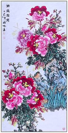 高晓林 （5351）国家一级美术师，江苏省美协会员，四尺中堂玄关牡丹