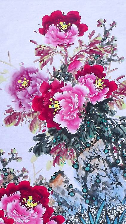 高晓林 （5351）国家一级美术师，江苏省美协会员，四尺中堂玄关牡丹