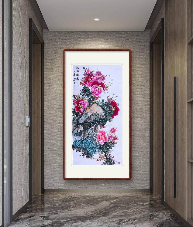 高晓林 （5352）国家一级美术师，江苏省美协会员，四尺中堂玄关牡丹