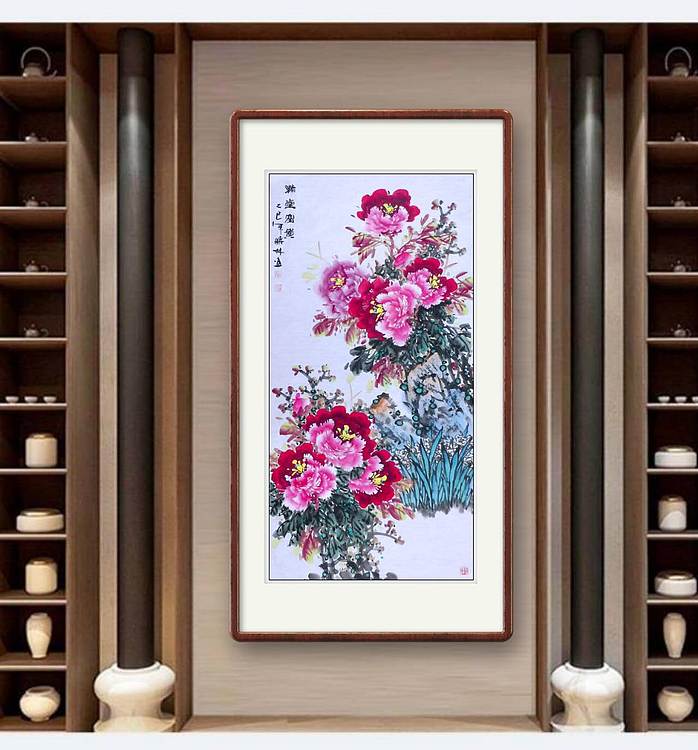 高晓林 （5351）国家一级美术师，江苏省美协会员，四尺中堂玄关牡丹