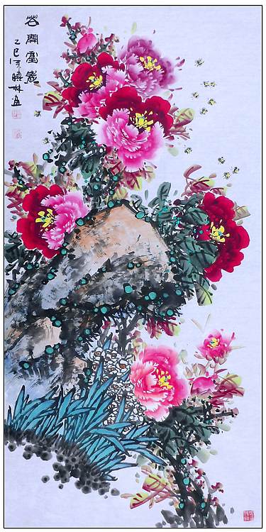 高晓林 （5352）国家一级美术师，江苏省美协会员，四尺中堂玄关牡丹