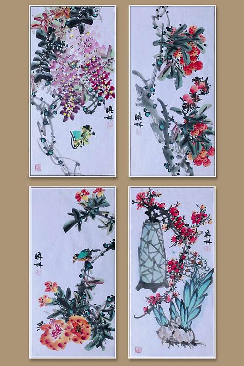 高晓林 （5359）国家一级美术师，江苏省美协会员，鸟语花香组图