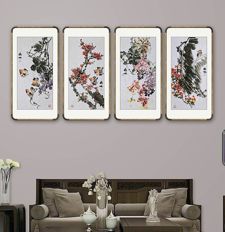 高晓林 （5361）国家一级美术师，江苏省美协会员《花开四季》组图​