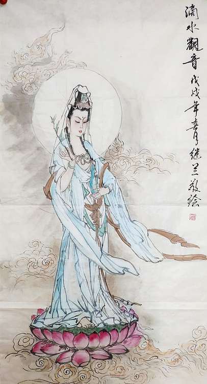 国家一级美术师 刘继兰 仕女图 国画 滴水观音