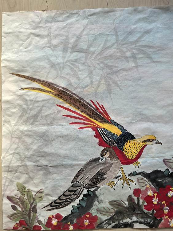 五谷丰登 锦鸡呈祥映日红