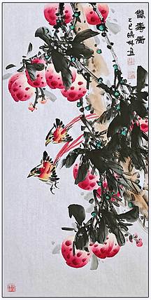 高晓林 （5380）国家一级美术师，江苏省美协会员《双寿图》