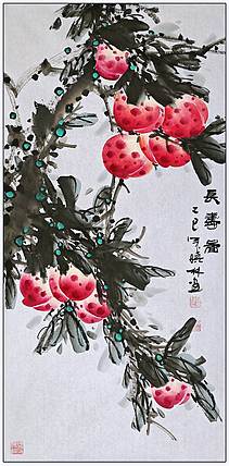 高晓林 （5379）国家一级美术师，江苏省美协会员《长寿图》