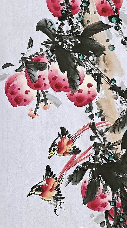 高晓林 （5380）国家一级美术师，江苏省美协会员《双寿图》