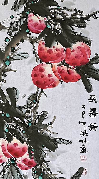 高晓林 （5379）国家一级美术师，江苏省美协会员《长寿图》