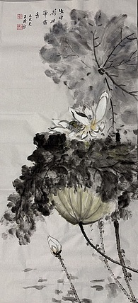 清荷 霍春阳学生  樊华    出水荷风带露香