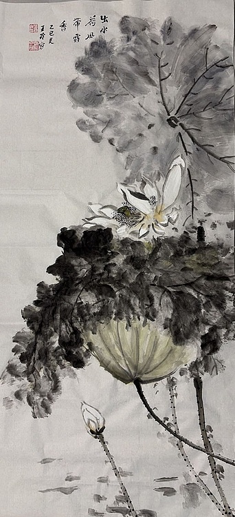 清荷 霍春阳学生  樊华    出水荷风带露香