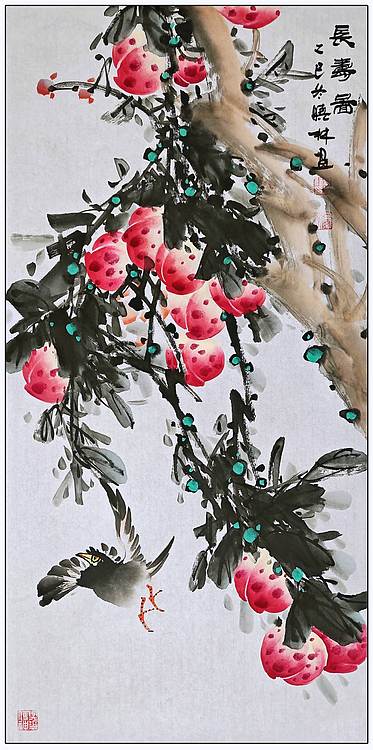 高晓林 （5381）国家一级美术师，江苏省美协会员《长寿图》