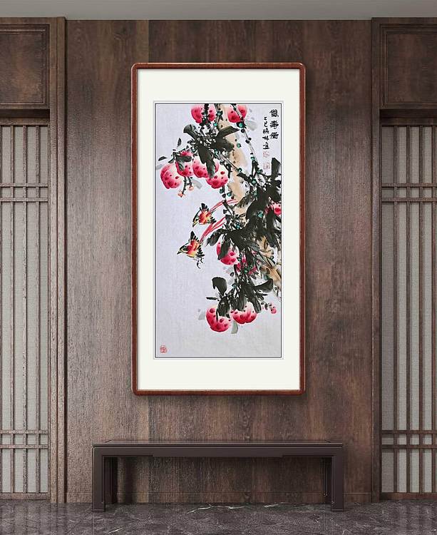 高晓林 （5380）国家一级美术师，江苏省美协会员《双寿图》