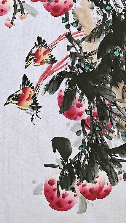 高晓林 （5380）国家一级美术师，江苏省美协会员《双寿图》