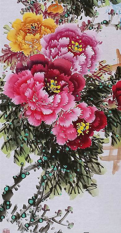 高晓林 （5389）国家一级美术师，江苏省美协会员，四尺中堂玄关画