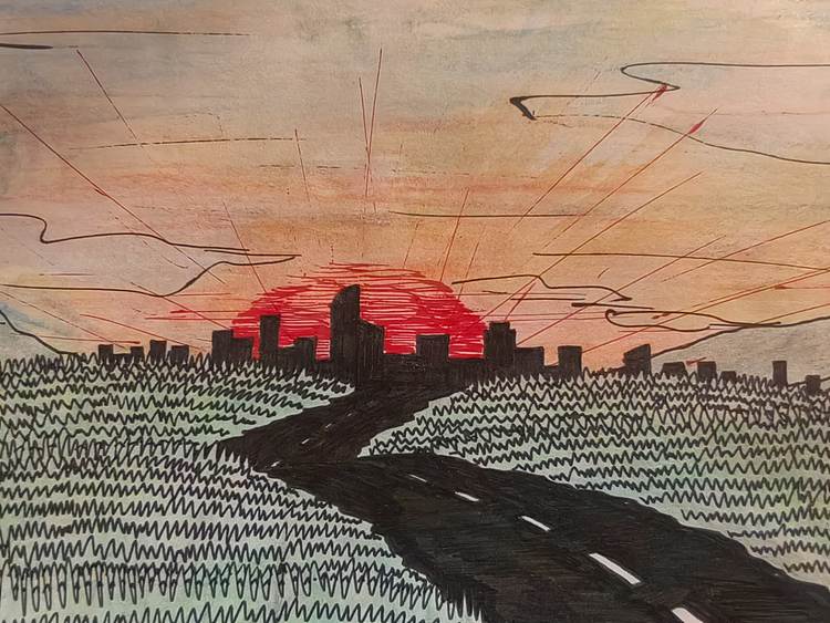 周铤 《往落日都市里赶去的邮递车》