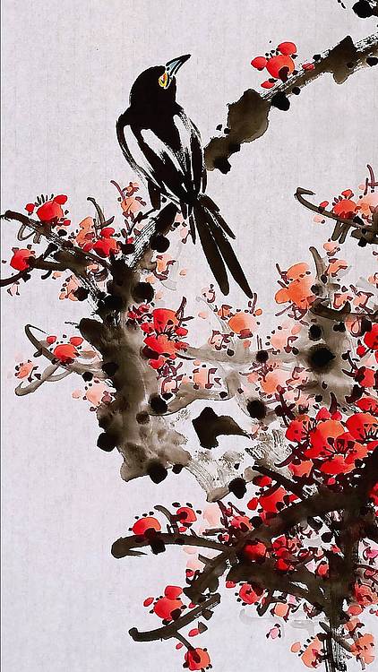 高晓林 （5394）国家一级美术师，江苏省美协会员《喜上梅梢》