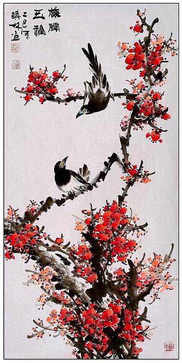 高晓林 （5393）国家一级美术师，江苏省美协会员《梅开五福》