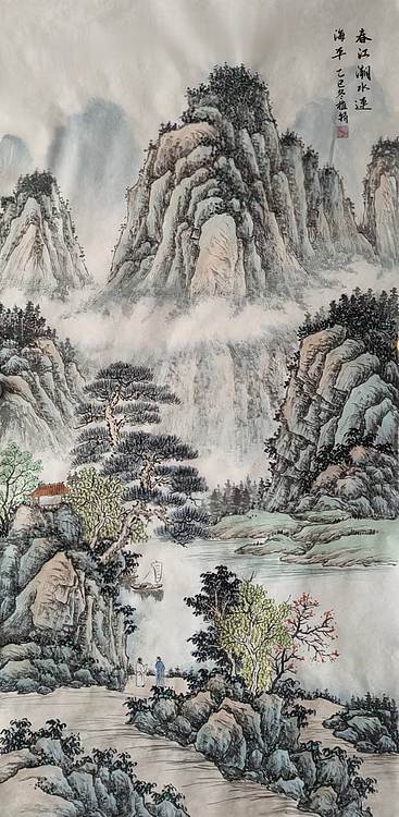 周植筠 春江潮水连海平