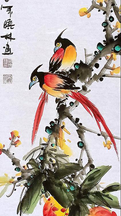 高晓林 （5434）国家一级美术师，江苏省美协会员《长寿图》