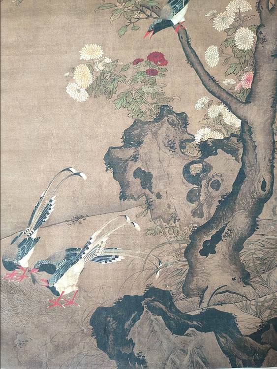 云海松涛 明代吕纪桂菊山禽图