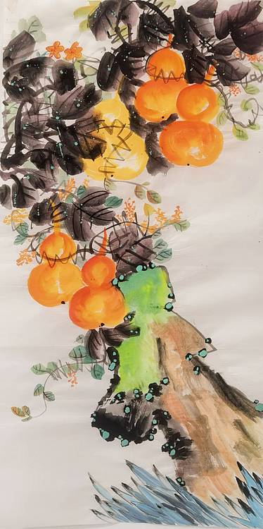 职业书画家 孟红 《五福临门》