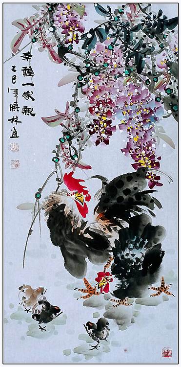 高晓林 （5437）国家一级美术师，江苏省美协会员《幸福一家亲》