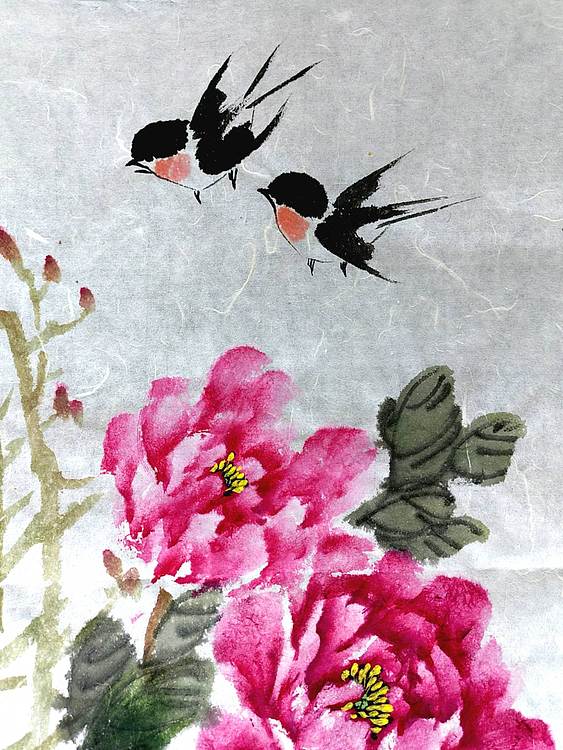 当代著名书画家 醉墨 朱毅江国画牡丹《惠风和畅》