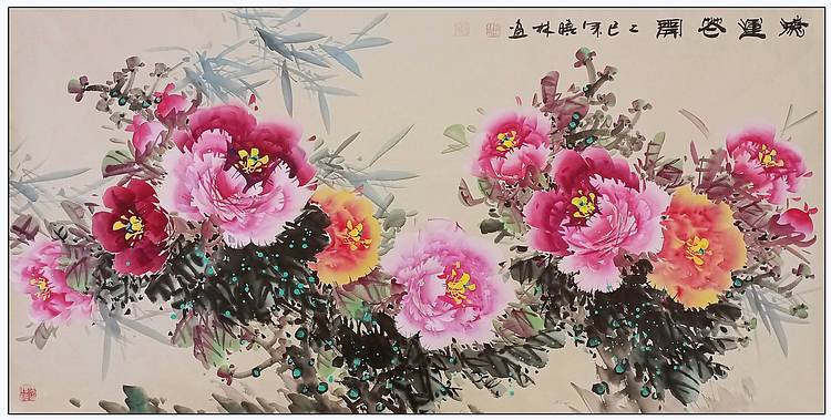 高晓林 （5475）国家一级美术师，江苏省美协会员，四尺仿古厅堂牡丹