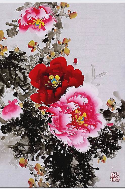 高晓林 （5500）国家一级美术师江苏省美协会员，斗方牡丹