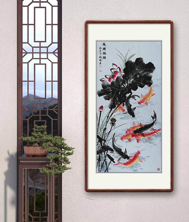 高晓林 （5521）国家一级美术师，江苏省美协会员四尺中堂玄关画