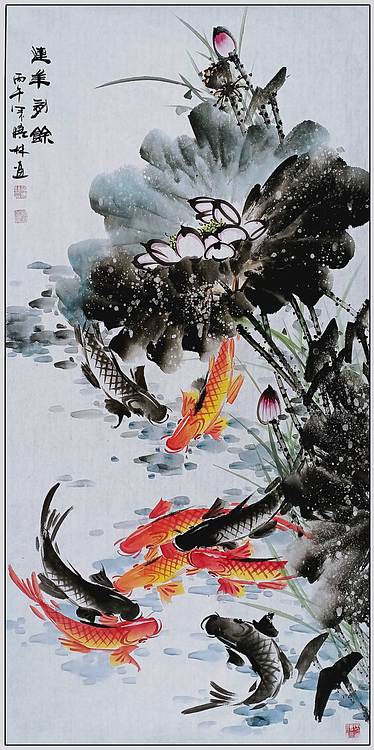 高晓林 （5522）国家一级美术师，江苏省美协会员四尺中堂玄关画