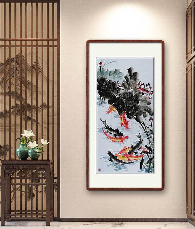 高晓林 （5520）国家一级美术师，江苏省美协会员四尺中堂玄关画