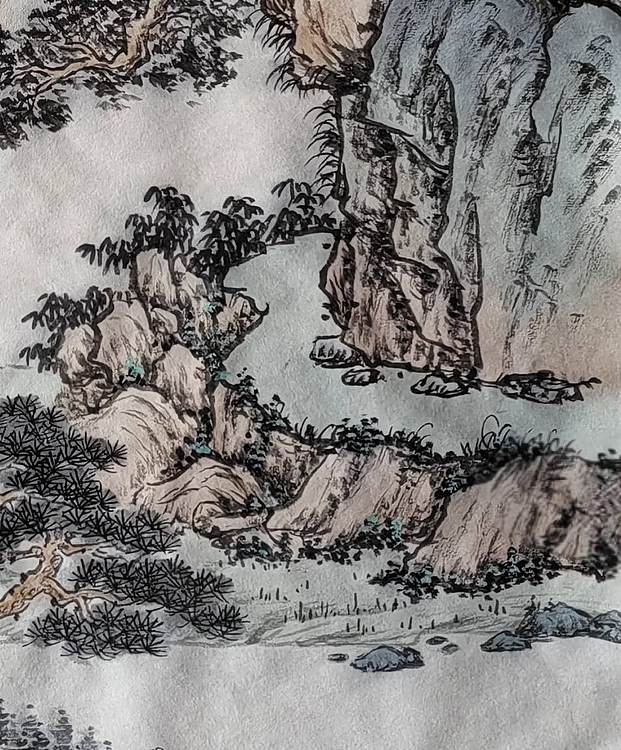 周植筠 深林观瀑